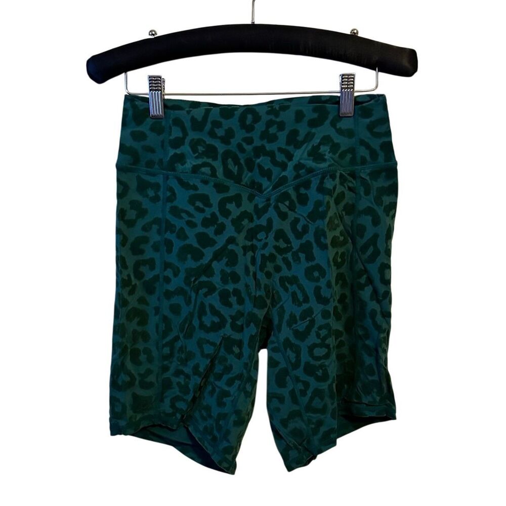 Balance Athletica Dark Green Leopard Print High-Waist Bike Shorts - Picture 2 of 4